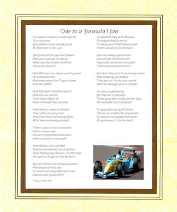 Ode to a Formula One Fan