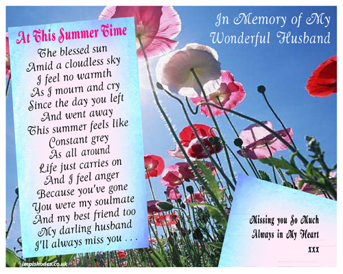 Summer Memorial to my Husband