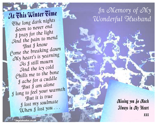 Winter Memorial to my Husband